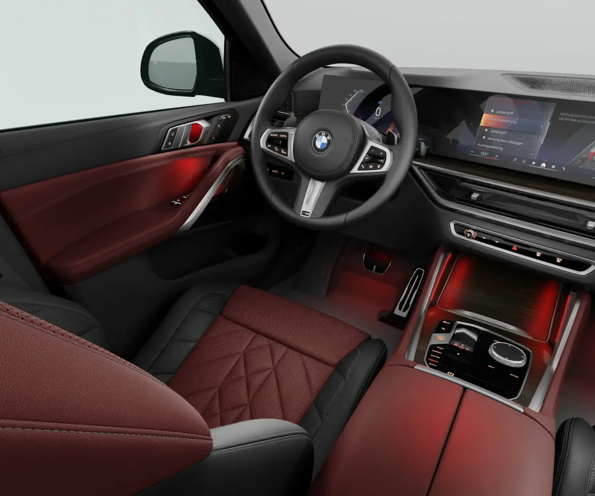 Umělá kůže Sensafin s dekorativním prošitím Tacora Red | Black